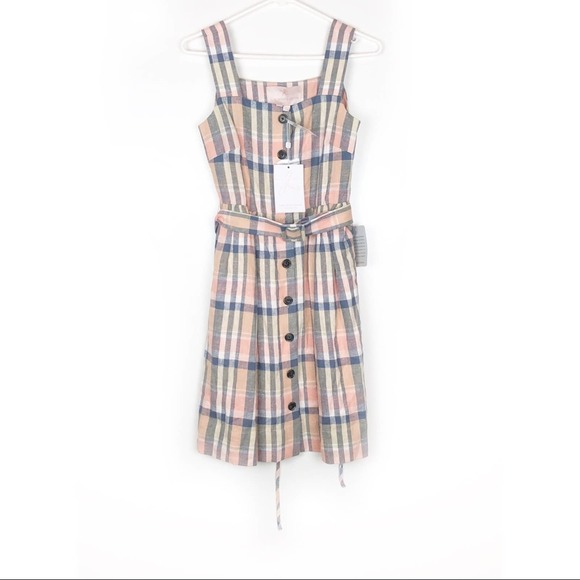 Gal Meets Glam Peyton Linen Plaid Dress. - Picture 3 of 12